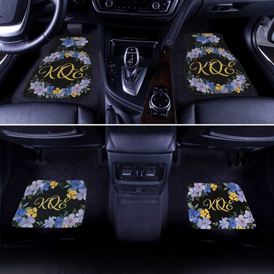Blue Flowers Car Floor Mats Custom Personalized Name Car Accessories - Gearcarcover - 2