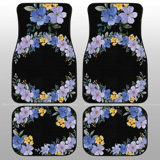 Blue Flowers Car Floor Mats Custom Personalized Name Car Accessories - Gearcarcover - 1