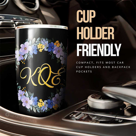Blue Flowers Tumbler Cup Custom Personalized Name Car Interior Accessories - Gearcarcover - 2