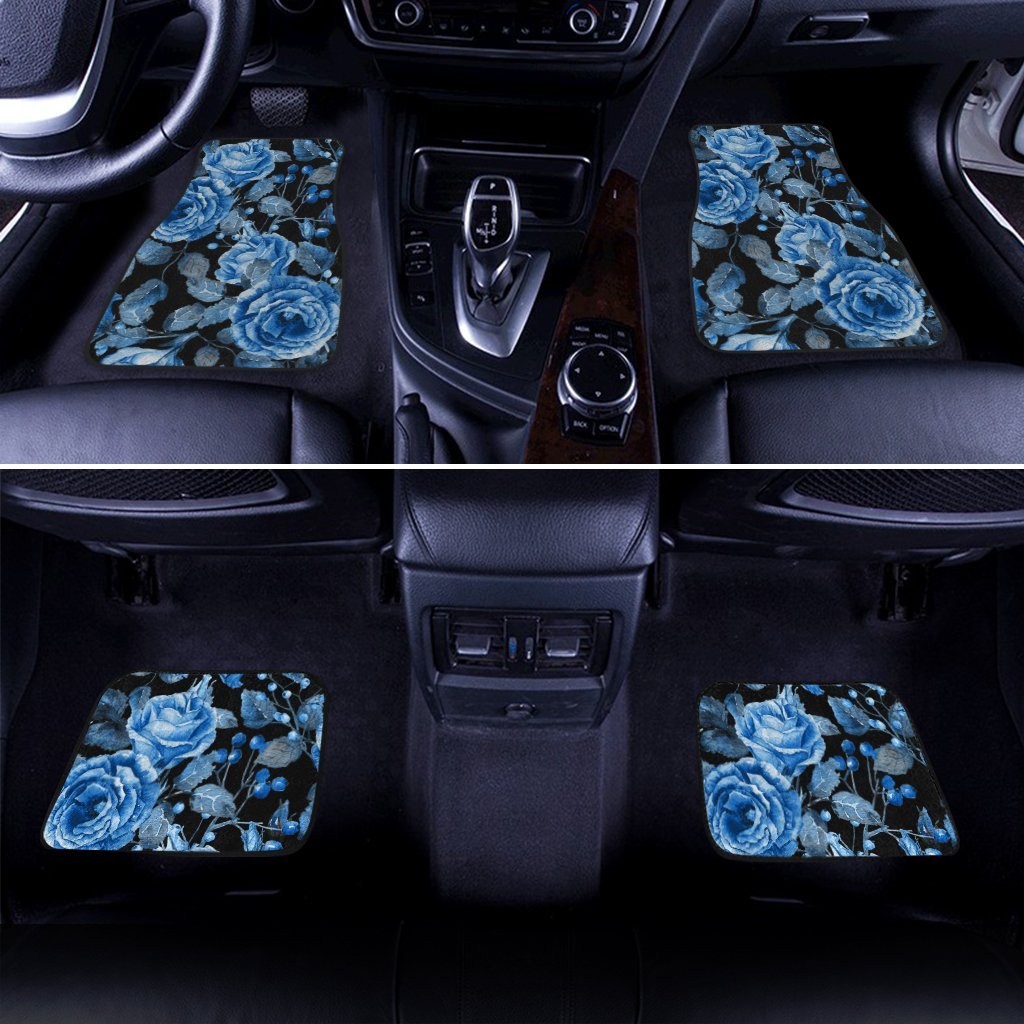 Blue Rose Car Floor Mats Custom Flower Car Accessories - Gearcarcover - 2