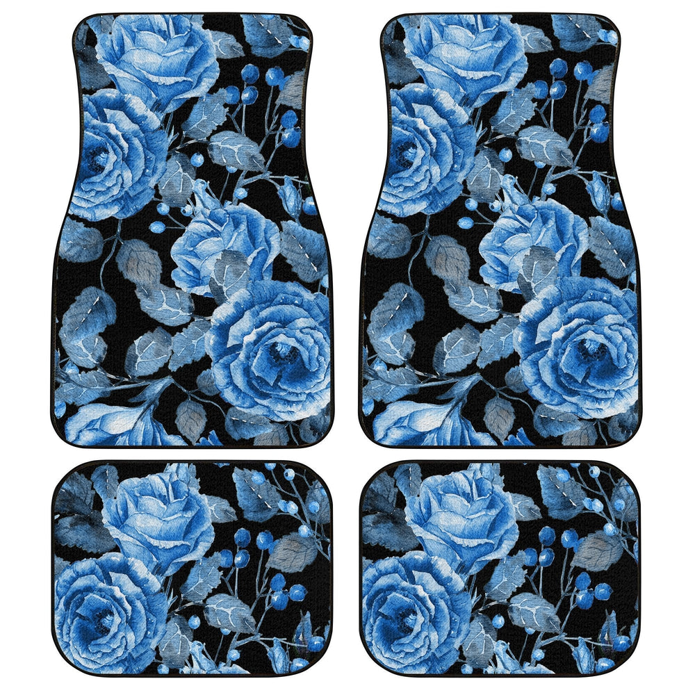 Blue Rose Car Floor Mats Custom Flower Car Accessories - Gearcarcover - 1