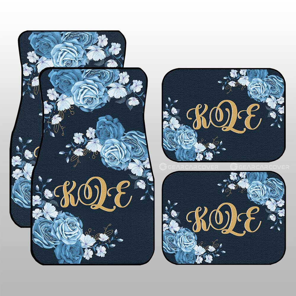 Blue Rose Car Floor Mats Custom Personalized Name Car Accessories - Gearcarcover - 3