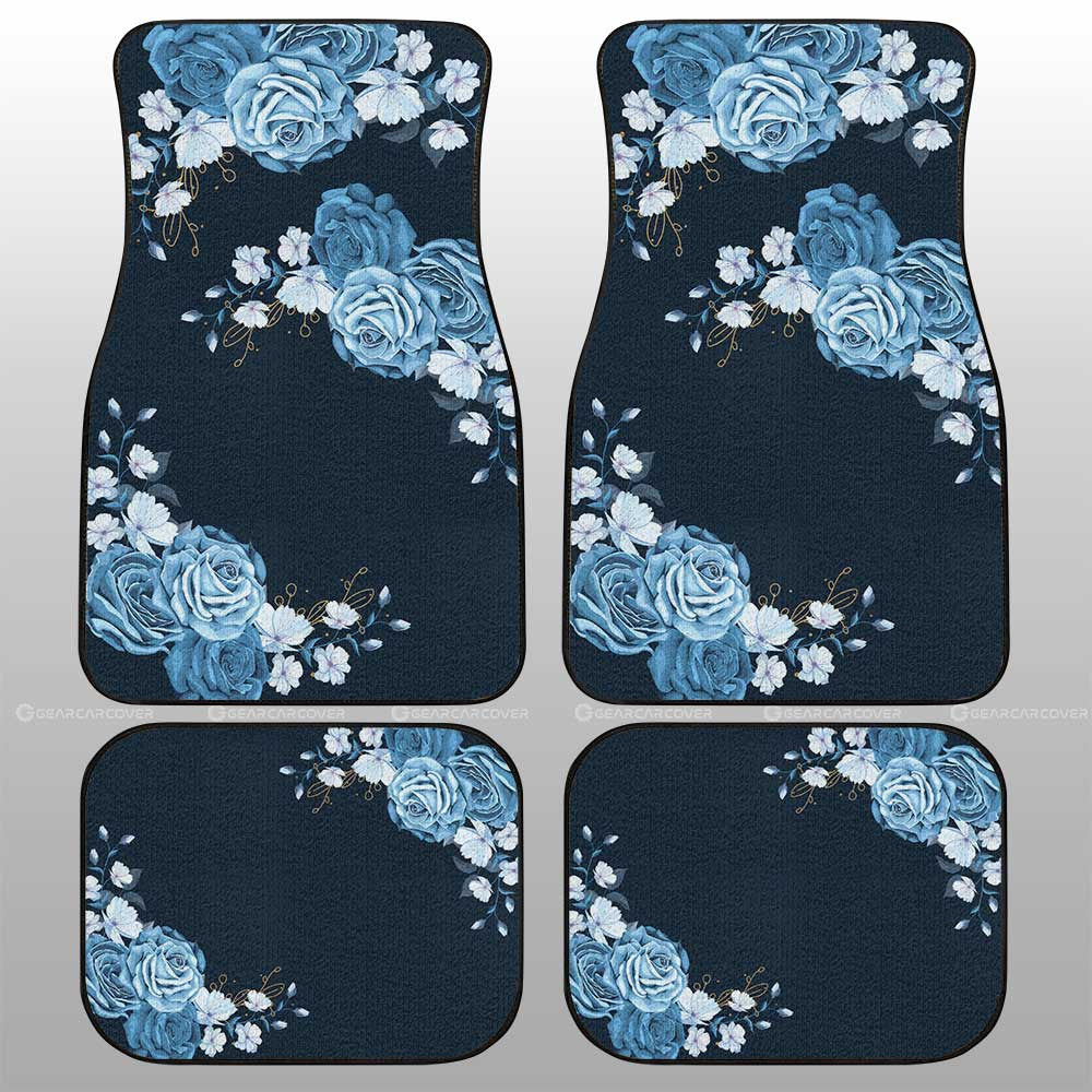 Blue Rose Car Floor Mats Custom Personalized Name Car Accessories - Gearcarcover - 1