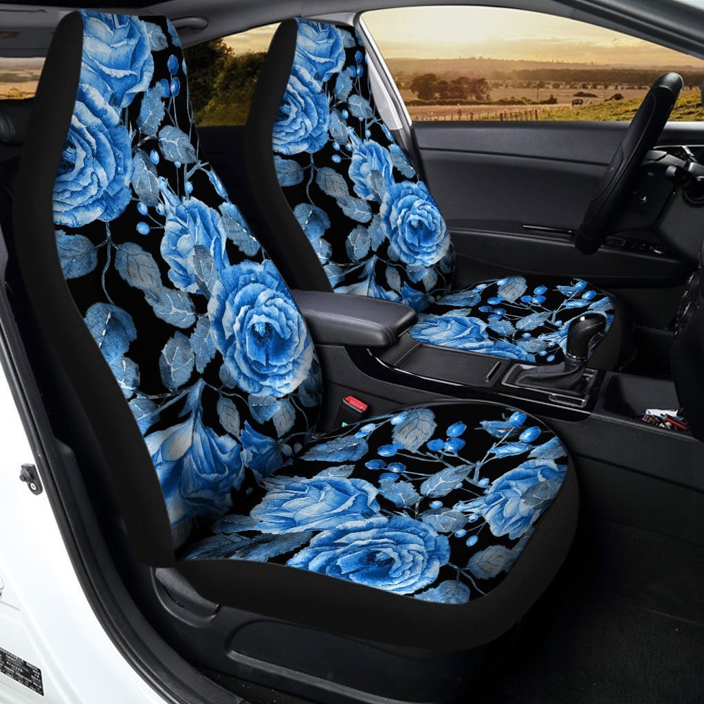Blue Rose Car Seat Covers Custom Flower Car Accessories - Gearcarcover - 2