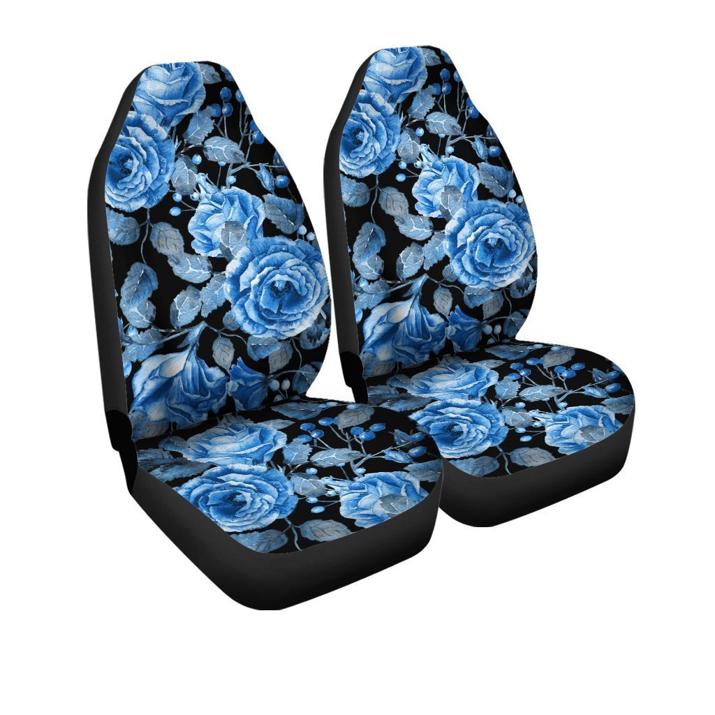 Blue Rose Car Seat Covers Custom Flower Car Accessories - Gearcarcover - 3