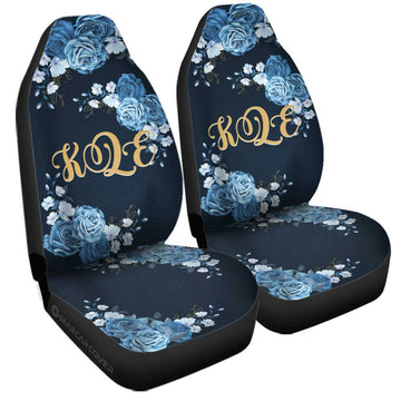 Blue Rose Car Seat Covers Custom Personalized Name Car Accessories - Gearcarcover - 1