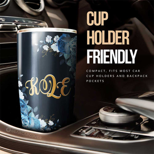 Blue Rose Tumbler Cup Custom Personalized Name Car Interior Accessories - Gearcarcover - 2