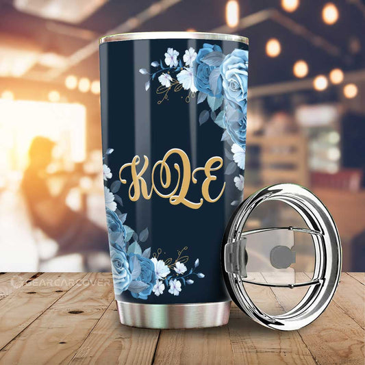 Blue Rose Tumbler Cup Custom Personalized Name Car Interior Accessories - Gearcarcover - 1