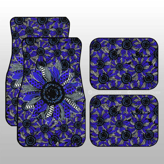 Blue Sunflower Car Floor Mats Custom Car Decoration - Gearcarcover - 1