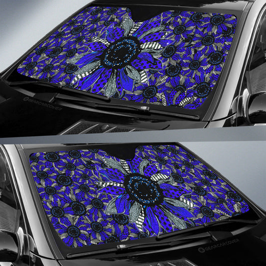 Blue Sunflower Car Sunshade Custom Car Decoration - Gearcarcover - 2