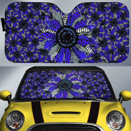 Blue Sunflower Car Sunshade Custom Car Decoration - Gearcarcover - 1