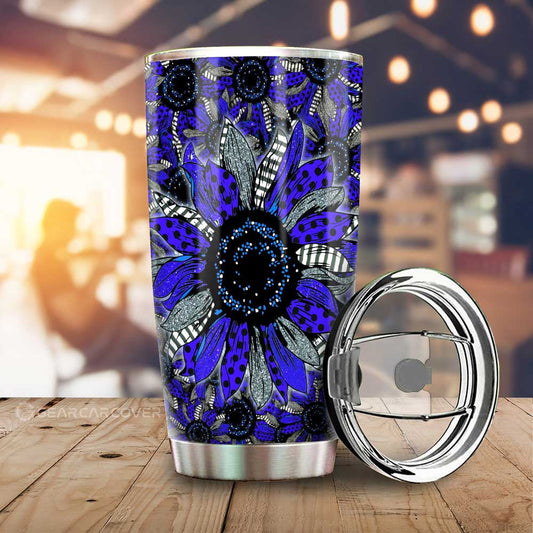 Blue Sunflower Tumbler Cup Custom Car Decoration - Gearcarcover - 1