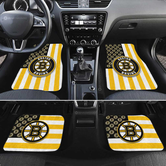 Boston Bruins Car Floor Mats Custom US Flag Style - Gearcarcover - 2