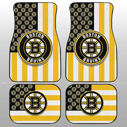 Boston Bruins Car Floor Mats Custom US Flag Style - Gearcarcover - 1