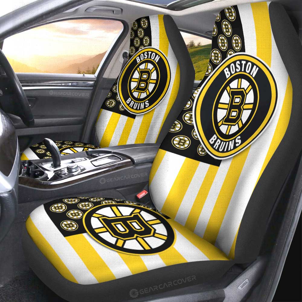 Boston Bruins Car Seat Covers Custom US Flag Style - Gearcarcover - 2