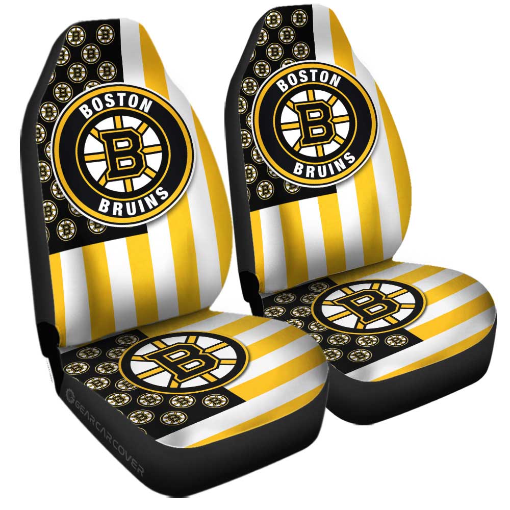 Boston Bruins Car Seat Covers Custom US Flag Style - Gearcarcover - 3