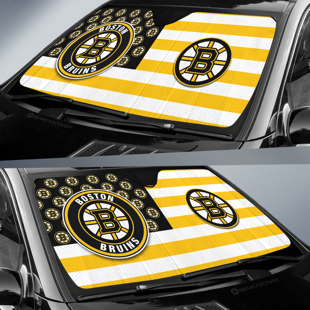 Boston Bruins Car Sunshade Custom US Flag Style - Gearcarcover - 2