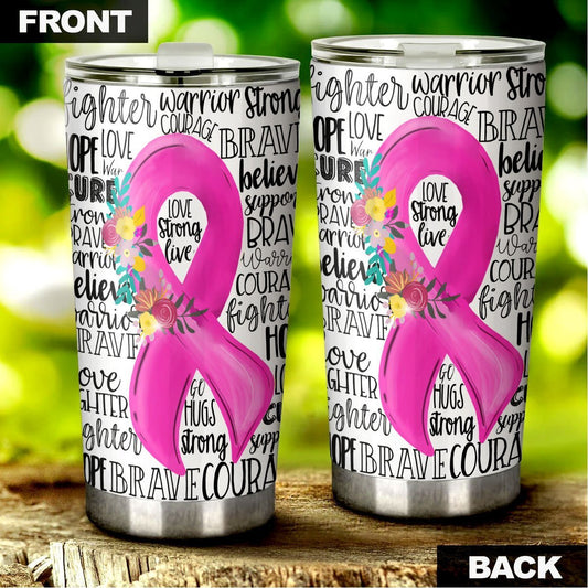 Breast Cancer Awareness Tumbler Cup Custom Pink Ribbon Car Accessories - Gearcarcover - 2