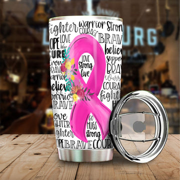 Breast Cancer Awareness Tumbler Cup Custom Pink Ribbon Car Accessories - Gearcarcover - 1