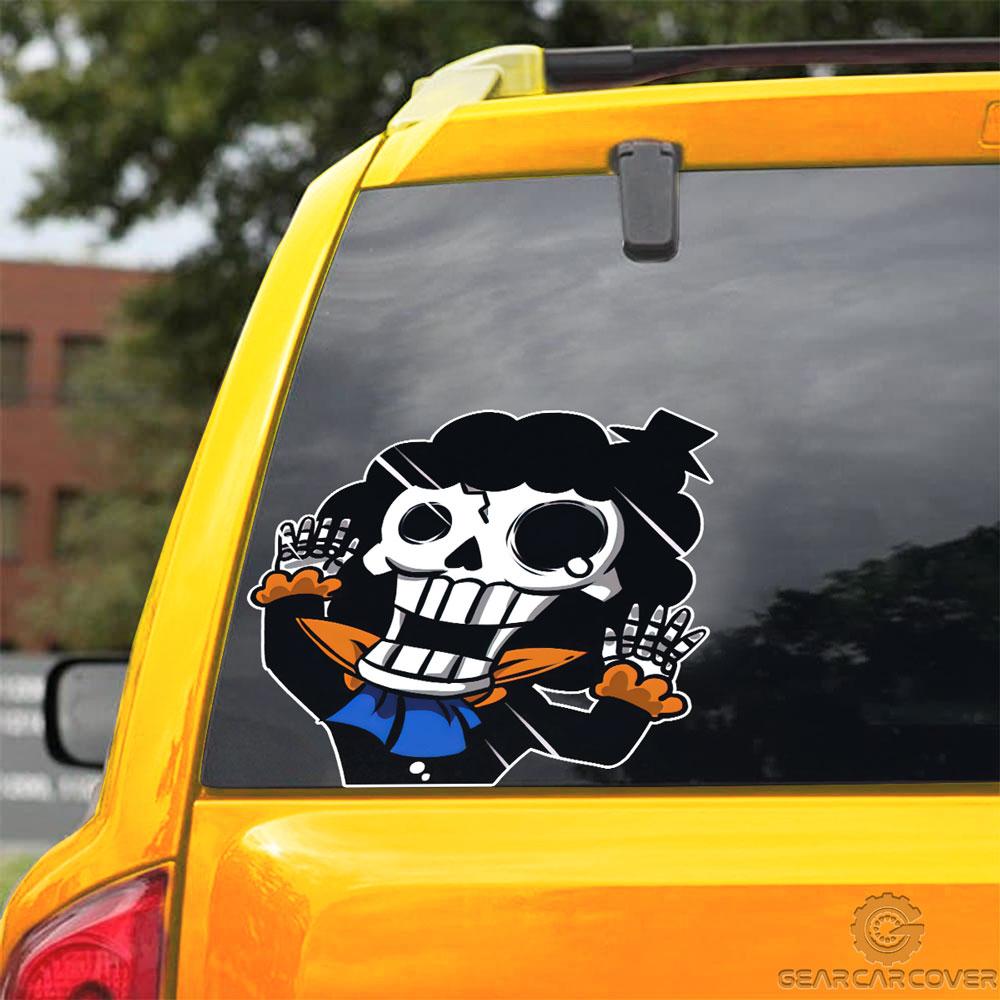Brook Hitting Glass Car Sticker Custom One Piece Anime Car Accessories For Anime Fans - Gearcarcover - 3