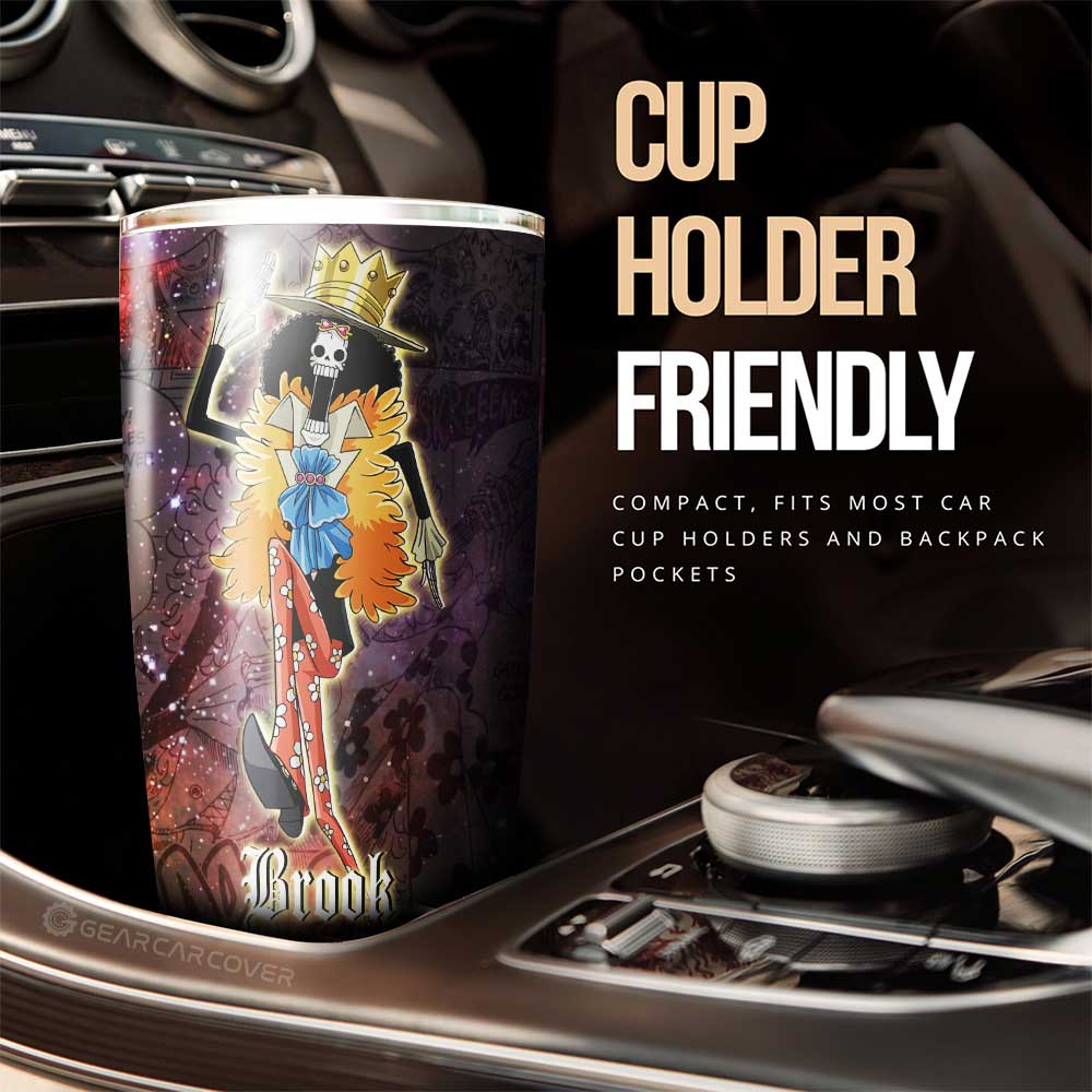 Brook Tumbler Cup Custom One Piece Anime Car Accessories Manga Galaxy Style - Gearcarcover - 2