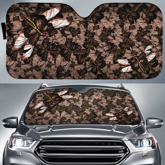 Brown Dragonfly Car Sunshade Custom Dragonfly Car Accessories - Gearcarcover - 1