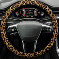 Brown Leopard Skin Steering Wheel Cover Custom Animal Skin Printed Car Interior Accessories - Gearcarcover - 4