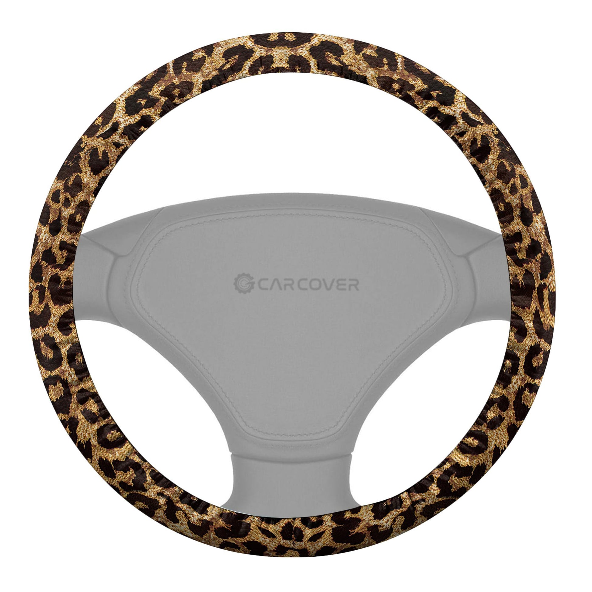 Brown Leopard Skin Steering Wheel Cover Custom Animal Skin Printed Car Interior Accessories - Gearcarcover - 1