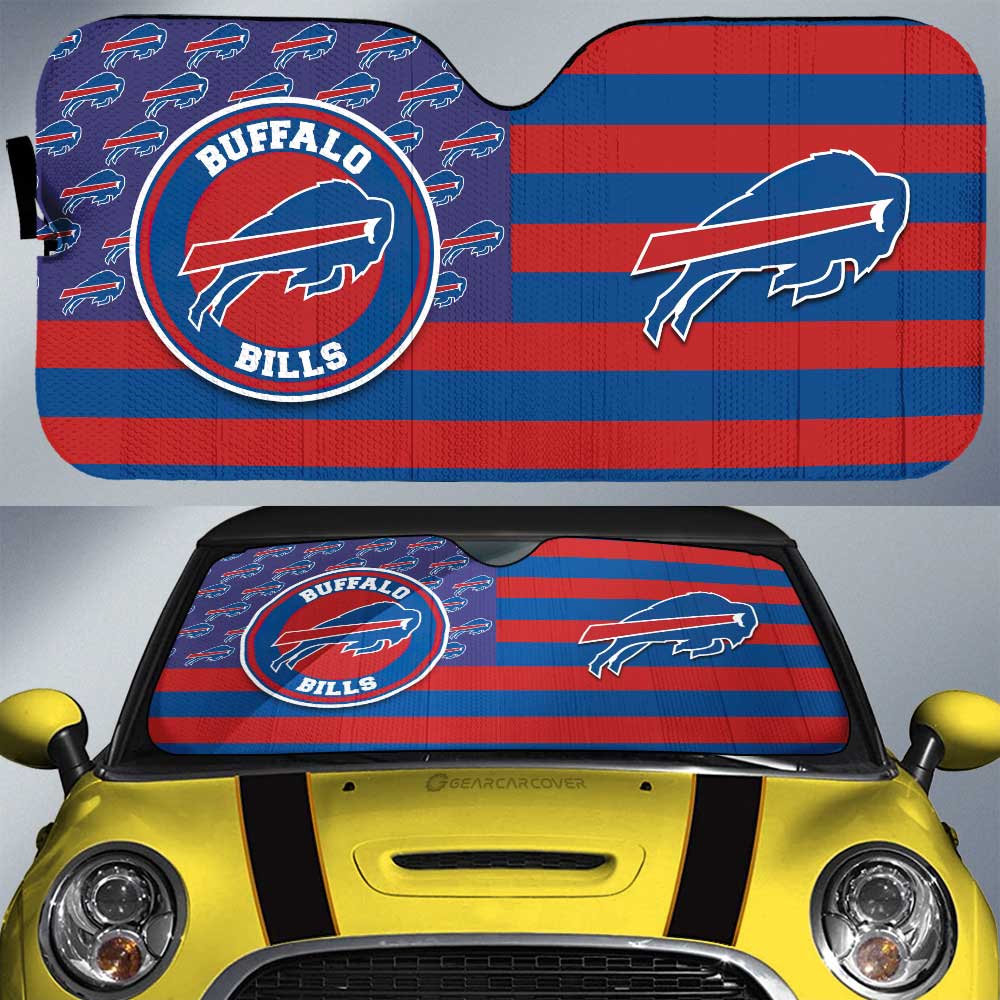 Buffalo Bills Car Sunshade Custom US Flag Style - Gearcarcover - 1