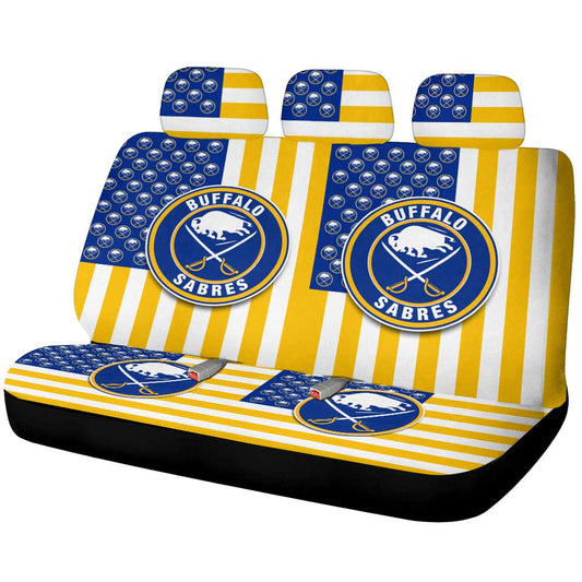 Buffalo Sabres Car Back Seat Cover Custom US Flag Style - Gearcarcover - 1