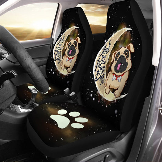 Bulldog Car Seat Covers I Love You To The Moon and Back Cute Car Accessories For Bulldog Owners - Gearcarcover - 1
