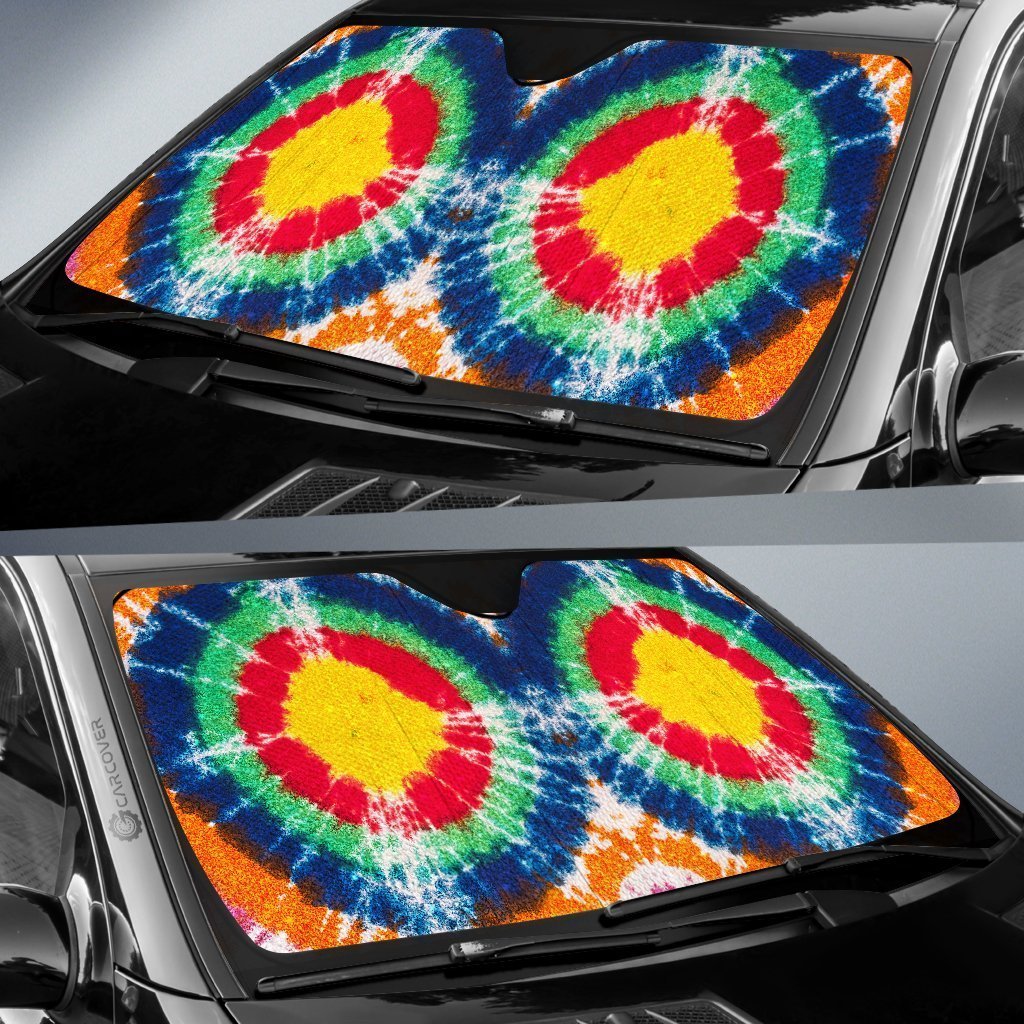 Bullseye Tie Dye Car Sunshade Custom Hippie Car Accessories - Gearcarcover - 2