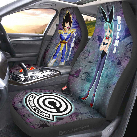 Bulma And Vegeta Car Seat Covers Custom Galaxy Style Dragon Ball Anime Car Accessories - Gearcarcover - 2