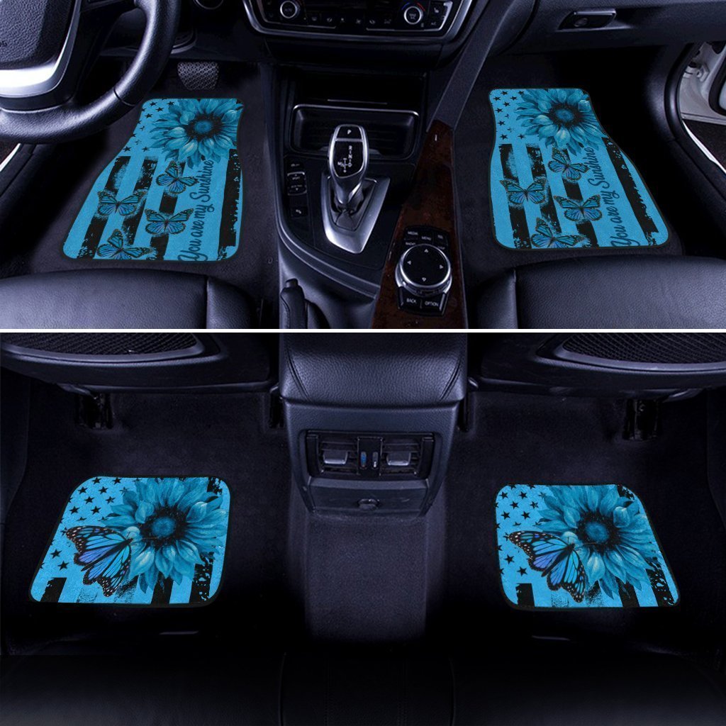 Butterfly Car Floor Mats Custom Blue Sunflower Car Accessories - Gearcarcover - 2