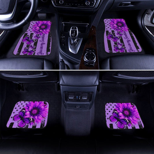 Butterfly Car Floor Mats Custom Purple Sunflower Car Accessories - Gearcarcover - 2