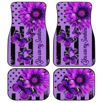 Butterfly Car Floor Mats Custom Purple Sunflower Car Accessories - Gearcarcover - 1