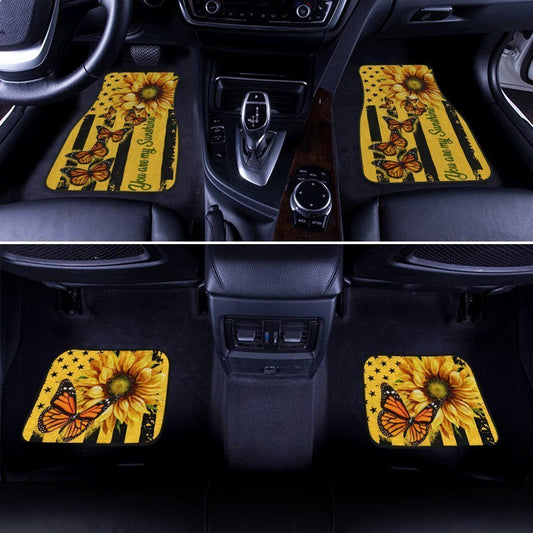 Butterfly Car Floor Mats Custom Yellow Sunflower Car Accessories - Gearcarcover - 2