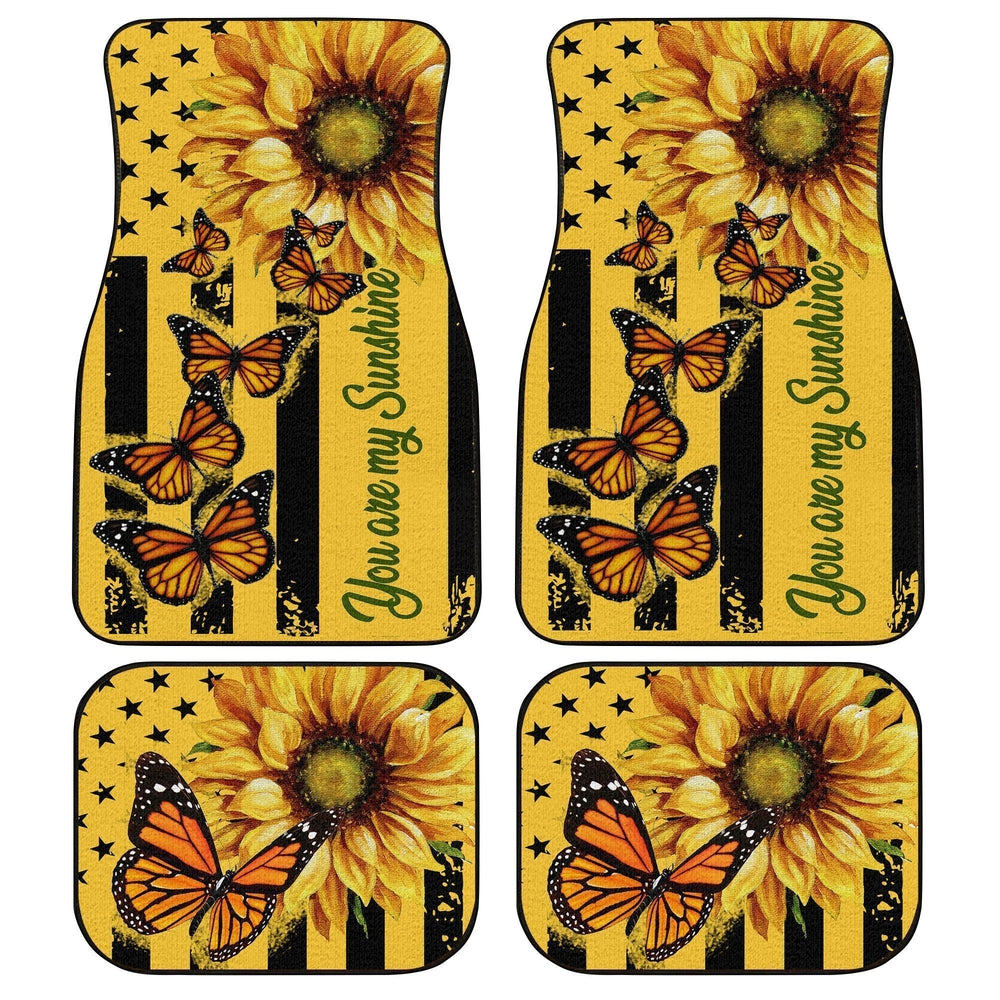 Butterfly Car Floor Mats Custom Yellow Sunflower Car Accessories - Gearcarcover - 1