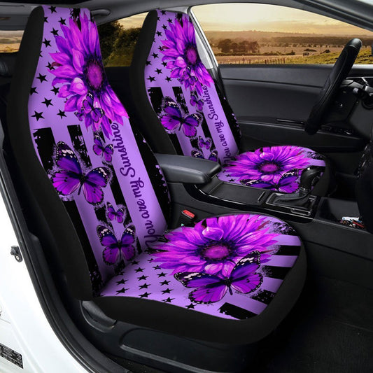 Butterfly Car Seat Covers Custom Purple Sunflower Car Accessories - Gearcarcover - 2