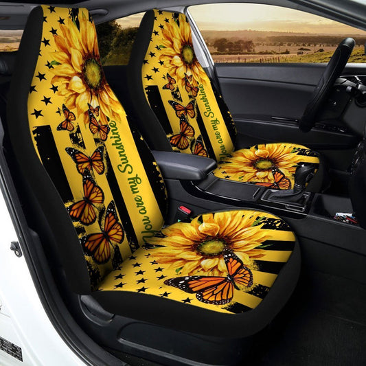 Butterfly Car Seat Covers Custom Yellow Sunflower Car Accessories - Gearcarcover - 2