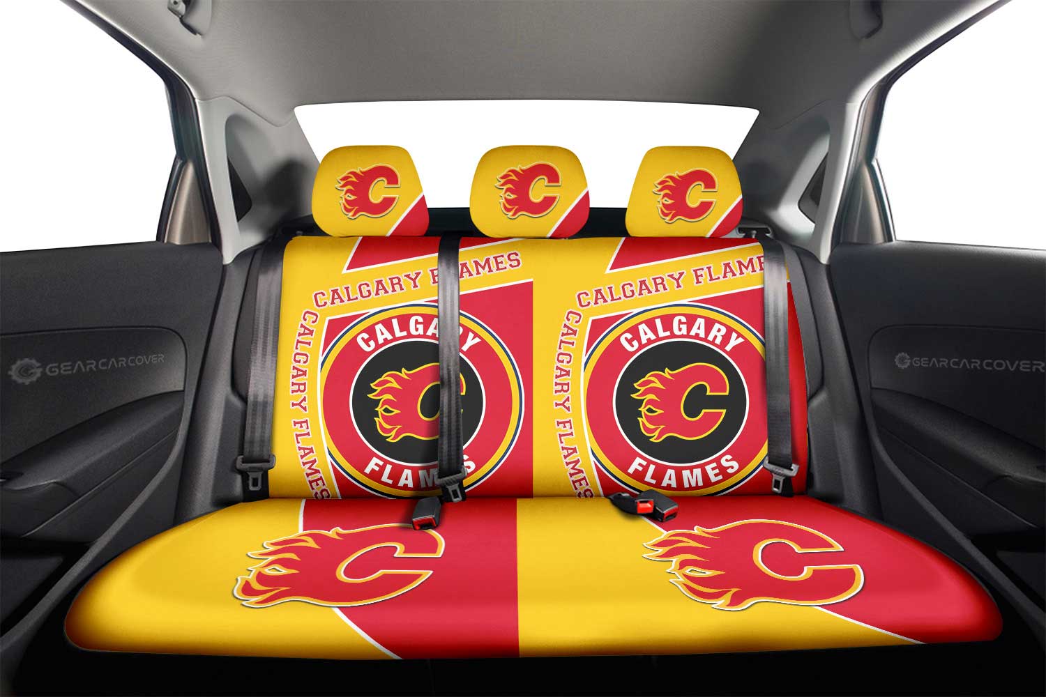 Calgary Flames Car Back Seat Cover Custom Car Accessories For Fans - Gearcarcover - 2
