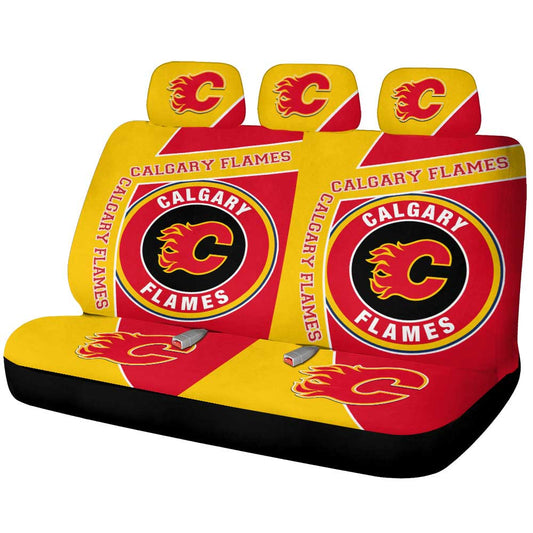 Calgary Flames Car Back Seat Cover Custom Car Accessories For Fans - Gearcarcover - 1