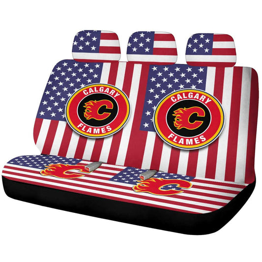 Calgary Flames Car Back Seat Cover Custom Car Accessories - Gearcarcover - 1