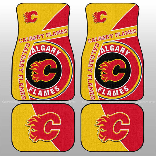 Calgary Flames Car Floor Mats Custom Car Accessories For Fans - Gearcarcover - 1