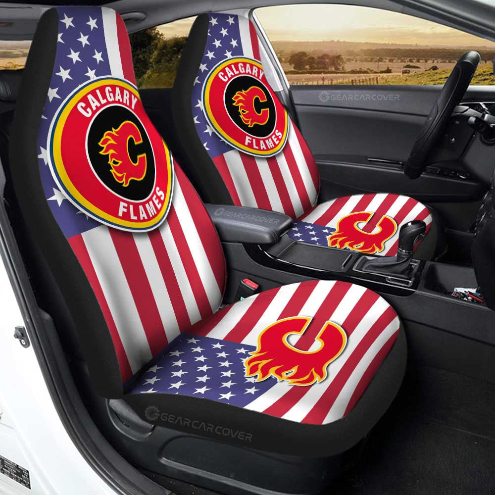 Calgary Flames Car Seat Covers Custom Car Decor Accessories - Gearcarcover - 1