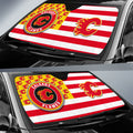 Calgary Flames Car Sunshade Custom US Flag Style - Gearcarcover - 2