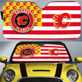 Calgary Flames Car Sunshade Custom US Flag Style - Gearcarcover - 1