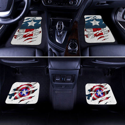 Captain America Car Floor Mats Custom Uniform Car Accessories - Gearcarcover - 2