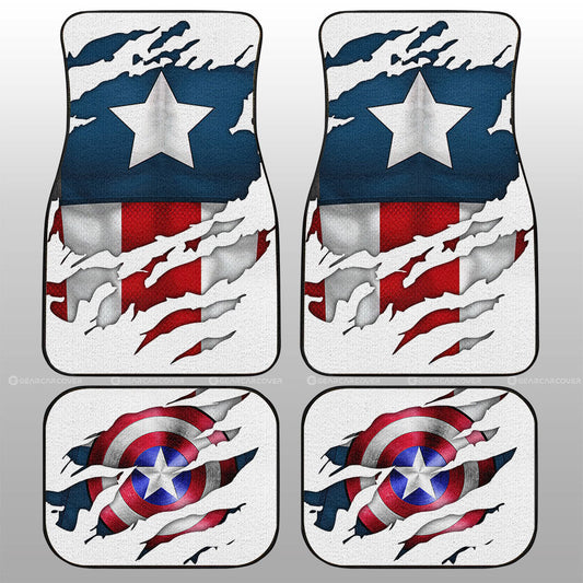 Captain America Car Floor Mats Custom Uniform Car Accessories - Gearcarcover - 1