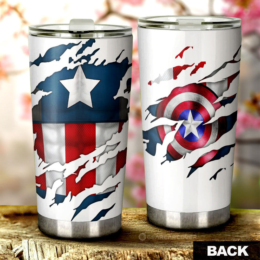 Captain America Tumbler Cup Custom Uniform Car Accessories - Gearcarcover - 1